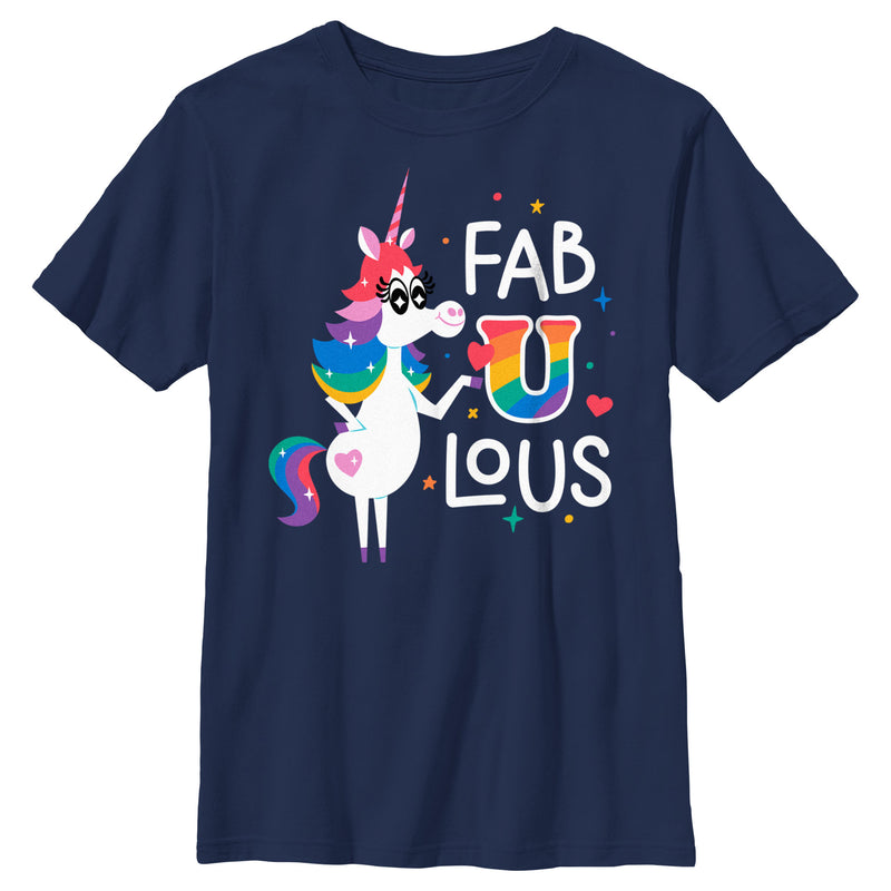 Boy's Inside Out Rainbow Unicorn Fab U Lous T-Shirt