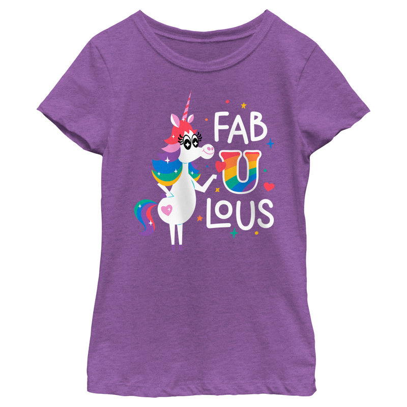 Girl's Inside Out Rainbow Unicorn Fab U Lous T-Shirt