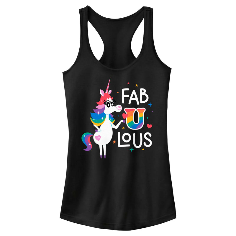 Junior's Inside Out Rainbow Unicorn Fab U Lous Racerback Tank Top