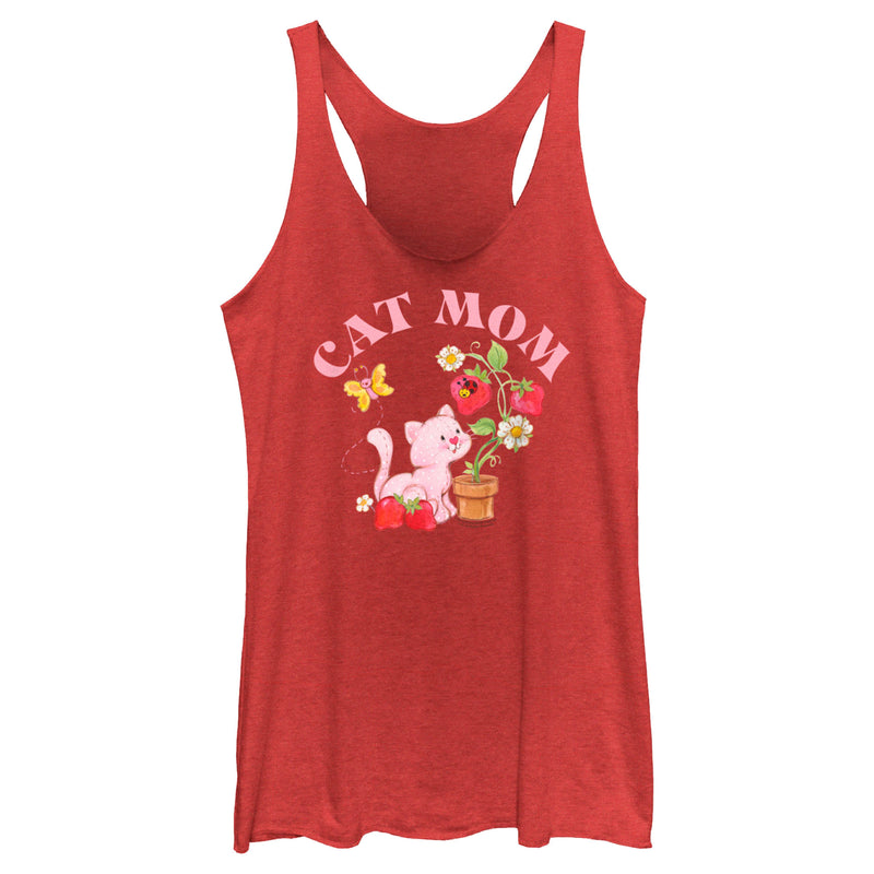 Women's Strawberry Shortcake Cat Mom Racerback Tank Top