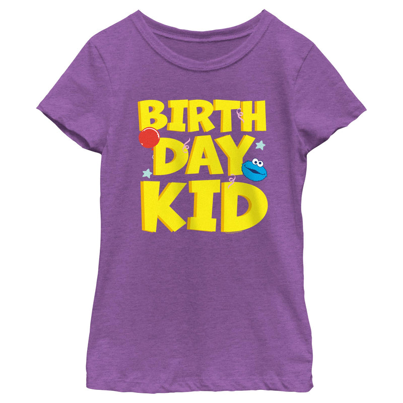 Girl's Sesame Street Cookie Monster Birthday Kid T-Shirt