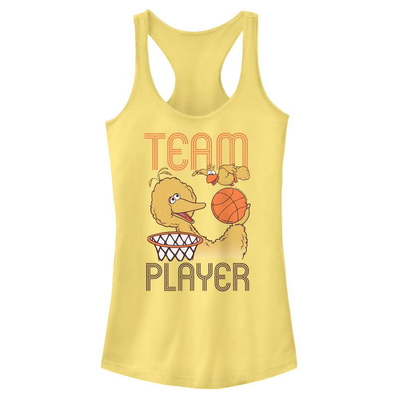 Junior's Sesame Street Big Bird Team Player Racerback Tank Top