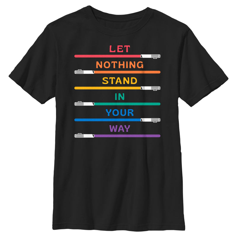 Boy's Star Wars Pride Rainbow Lightsabers Let Nothing Stand in Your Way T-Shirt