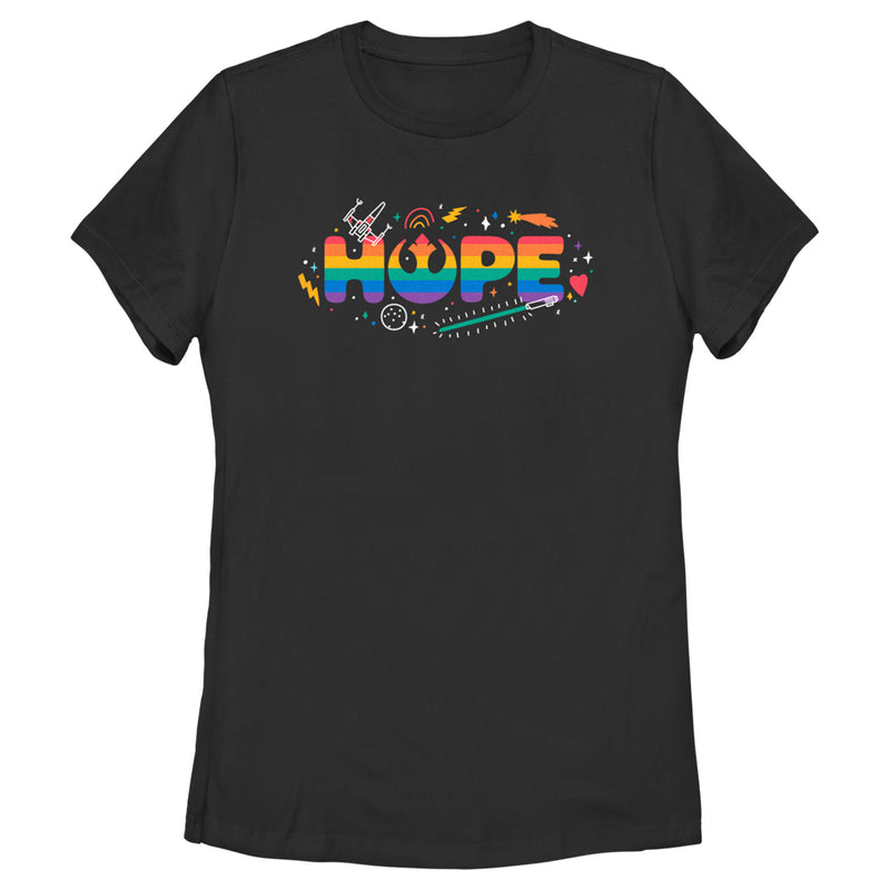 Women's Star Wars Pride Rainbow Hope Rebel Alliance T-Shirt