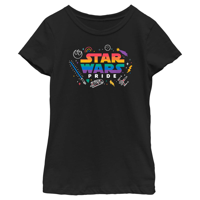 Girl's Star Wars Pride Rainbow Logo Icons T-Shirt