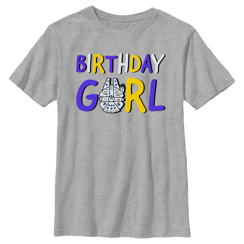 Boy's Star Wars Millennium Falcon Birthday Girl T-Shirt