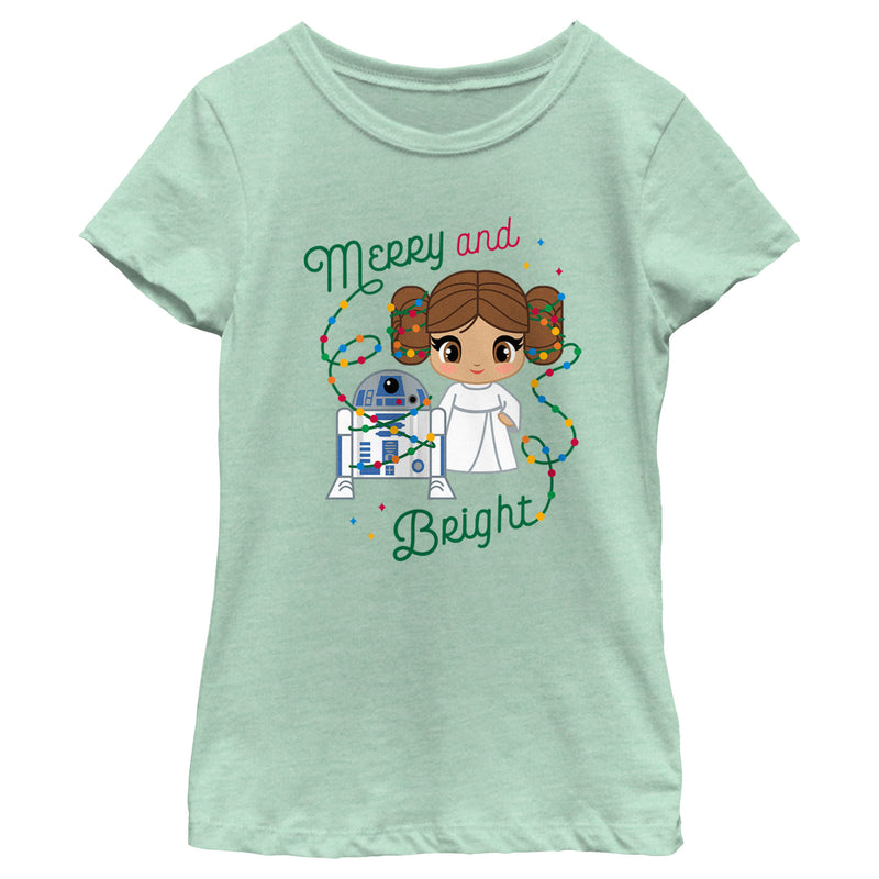 Girl's Star Wars Merry Leia and R2-D2 T-Shirt
