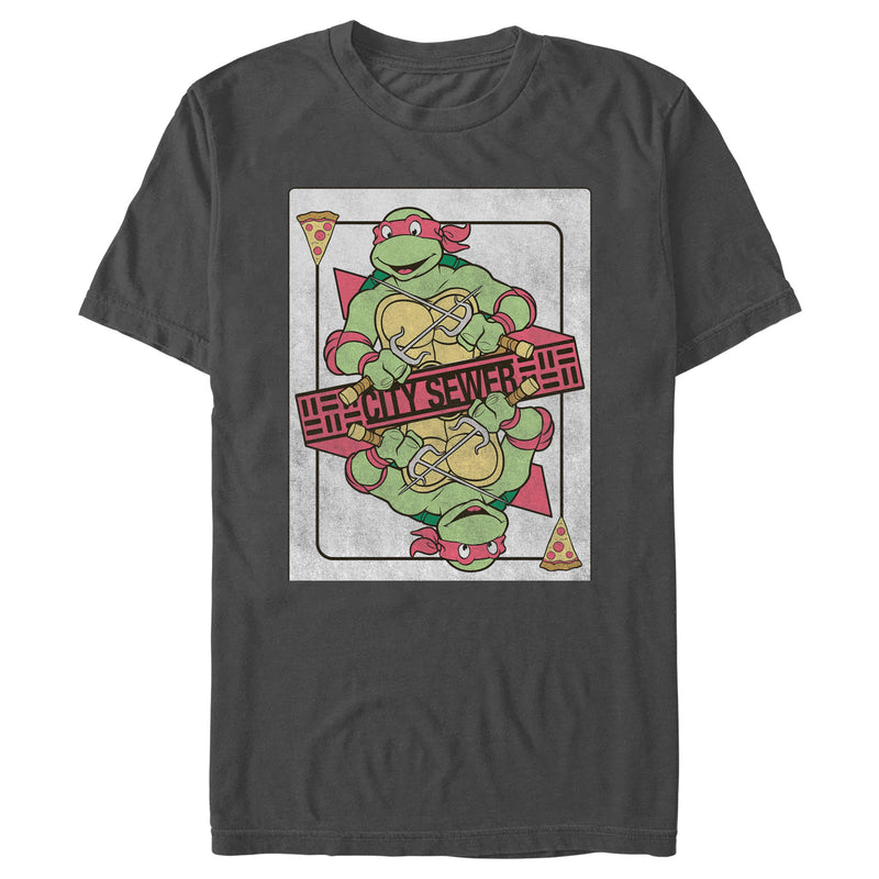 Men's Teenage Mutant Ninja Turtles City Sewer Raphael Playing Card T-Shirt