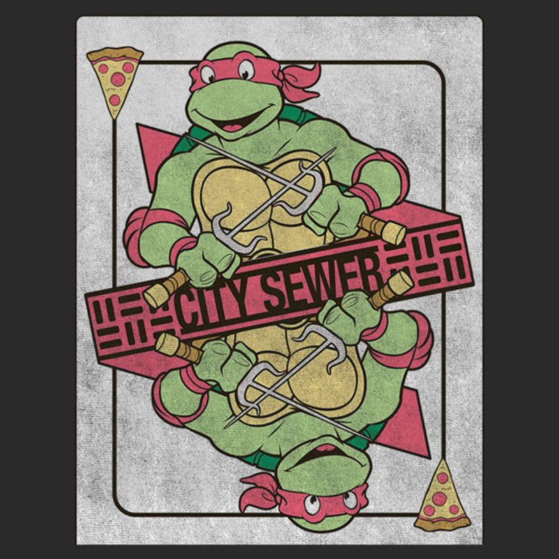 Men's Teenage Mutant Ninja Turtles City Sewer Raphael Playing Card T-Shirt