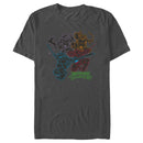 Men's Teenage Mutant Ninja Turtles Group Shot Color Outlines T-Shirt