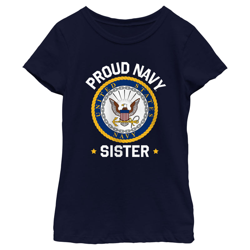 Girl's United States Navy Proud Sister Logo T-Shirt