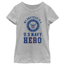 Girl's United States Navy Distressed My Brother Is a Hero T-Shirt