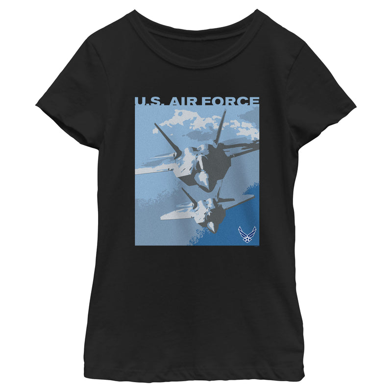 Girl's United States Air Force Aircraft Art Poster T-Shirt