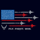 Men's United States Air Force American Flag Fly Fight Win Motto T-Shirt