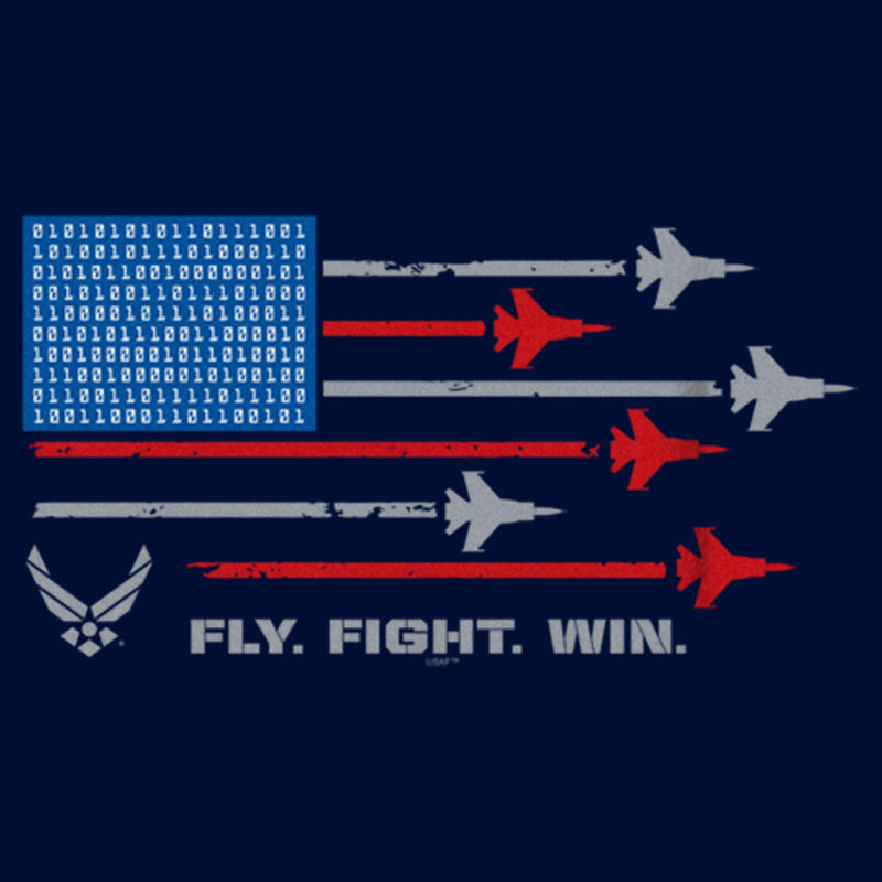 Boy's United States Air Force American Flag Fly Fight Win Motto T-Shirt