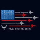 Girl's United States Air Force American Flag Fly Fight Win Motto T-Shirt