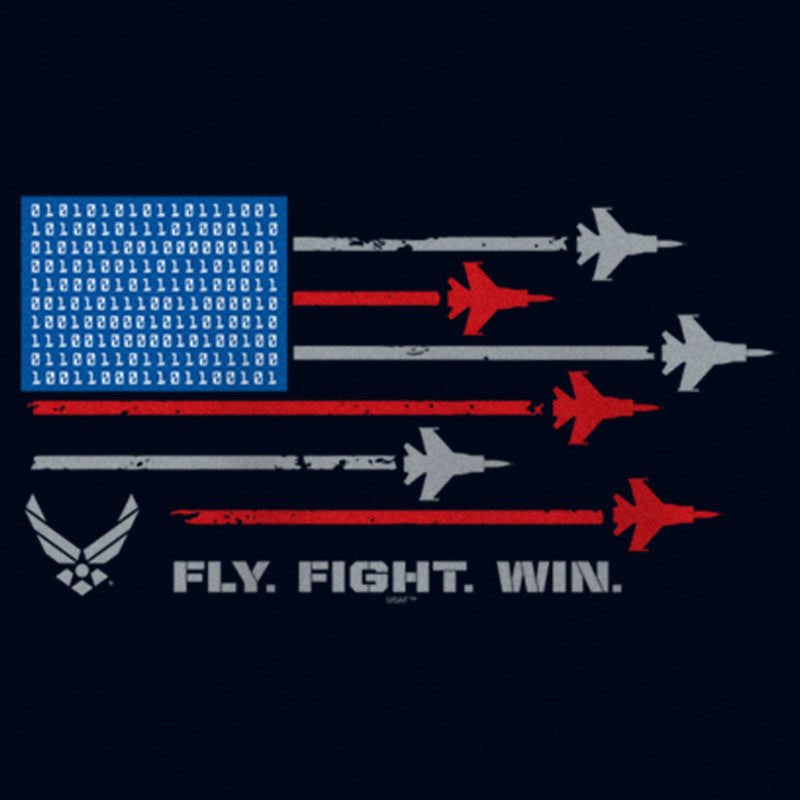 Girl's United States Air Force American Flag Fly Fight Win Motto T-Shirt