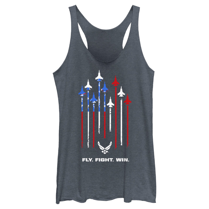 Women's United States Air Force Fly Fight Win American Flag Racerback Tank Top