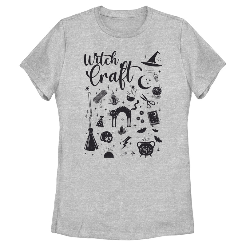 Women's Lost Gods Halloween Witchcraft Necessities Black and White T-Shirt