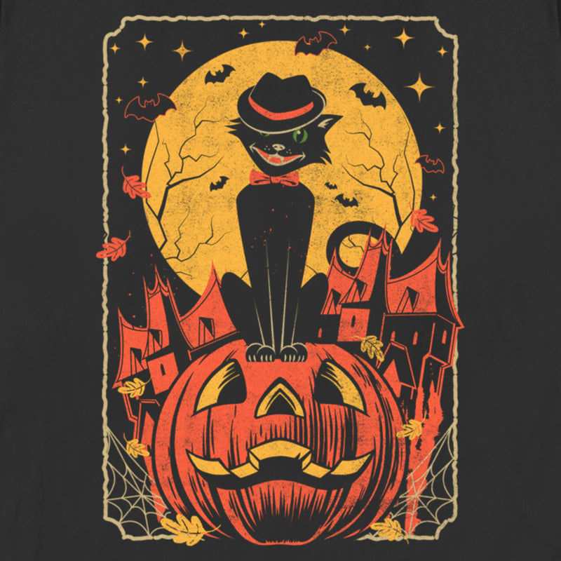 Women's Lost Gods Halloween Retro Cat Scene T-Shirt