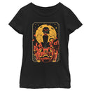 Girl's Lost Gods Halloween Retro Cat Scene T-Shirt