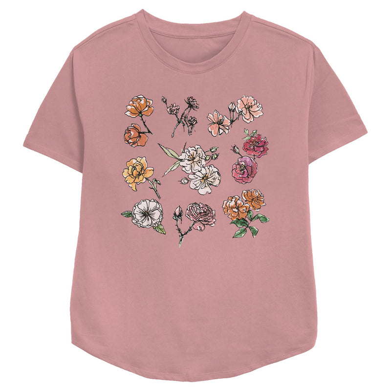 Women's Lost Gods Painted Flower Grid T-Shirt