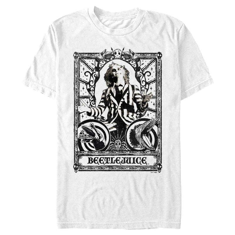 Men's Beetlejuice Black and White Tarot Card T-Shirt