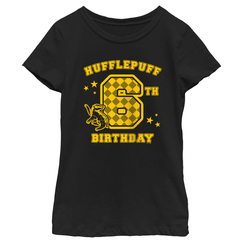 Girl's Harry Potter Hufflepuff 6th Birthday T-Shirt