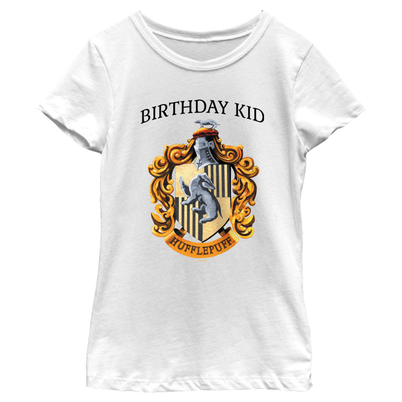 Girl's Harry Potter Hufflepuff Crest Birthday Kid T-Shirt