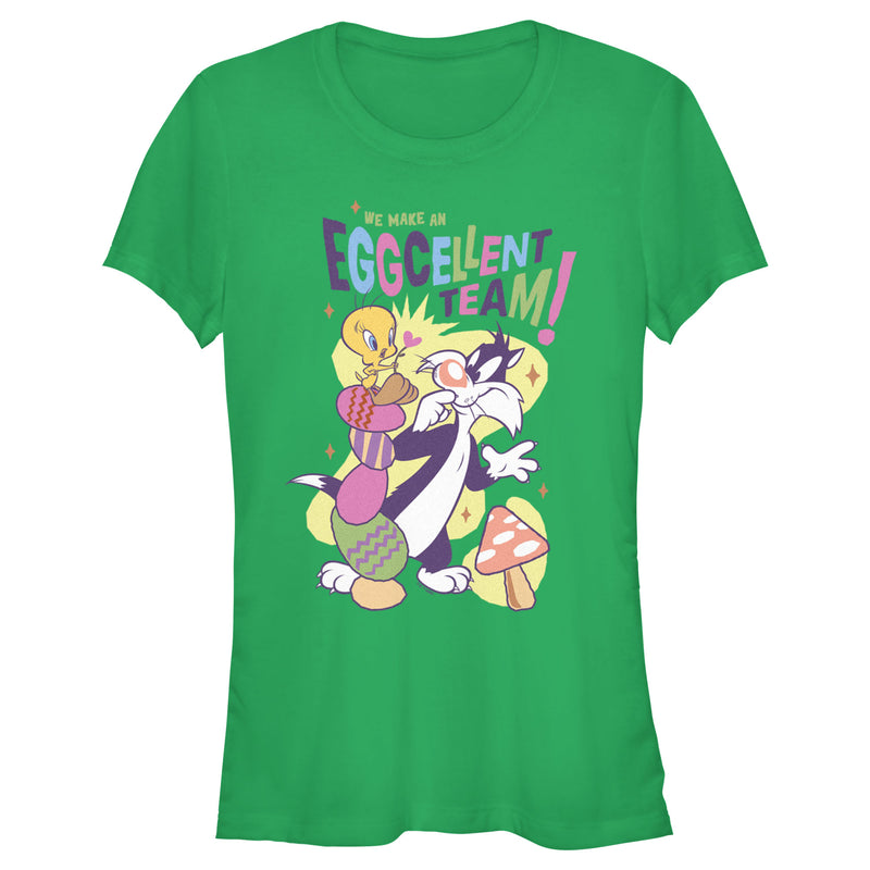 Junior's Looney Tunes Easter Tweety and Sylvester We Make an Eggcellent Team T-Shirt