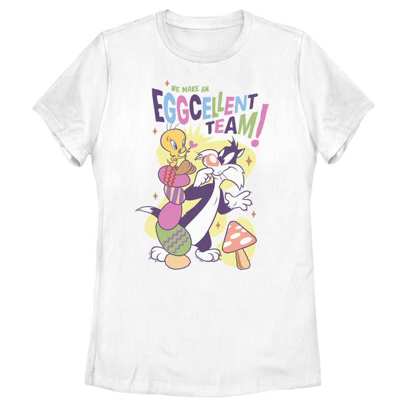 Women's Looney Tunes Easter Tweety and Sylvester We Make an Eggcellent Team T-Shirt