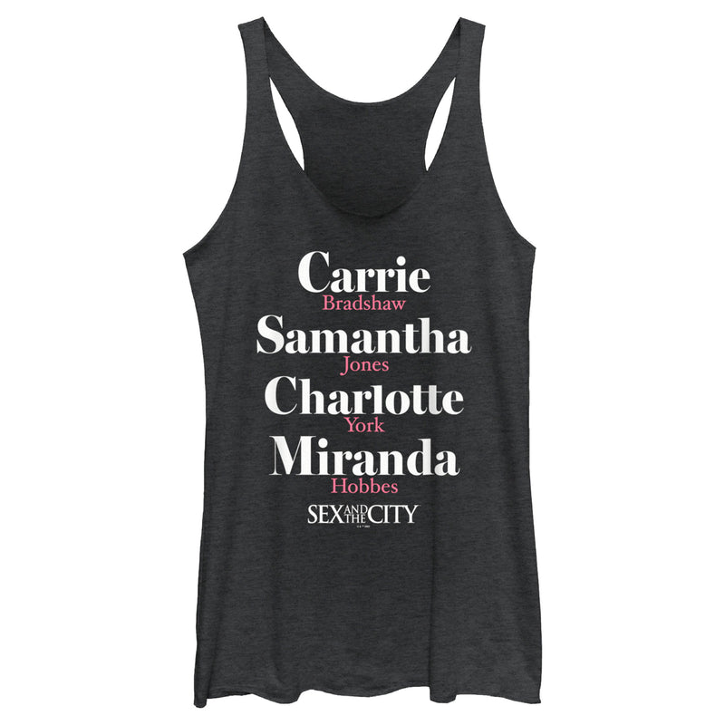 Women's Sex and the City City Girls Name Stack Racerback Tank Top