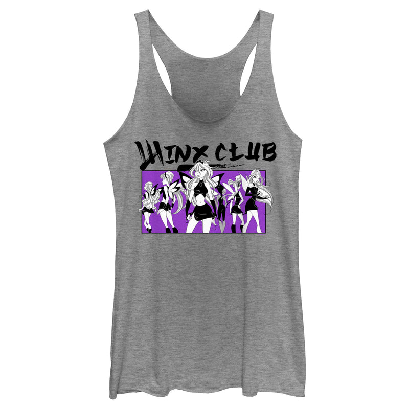 Women's Winx Club Black and Purple Group Shot Racerback Tank Top