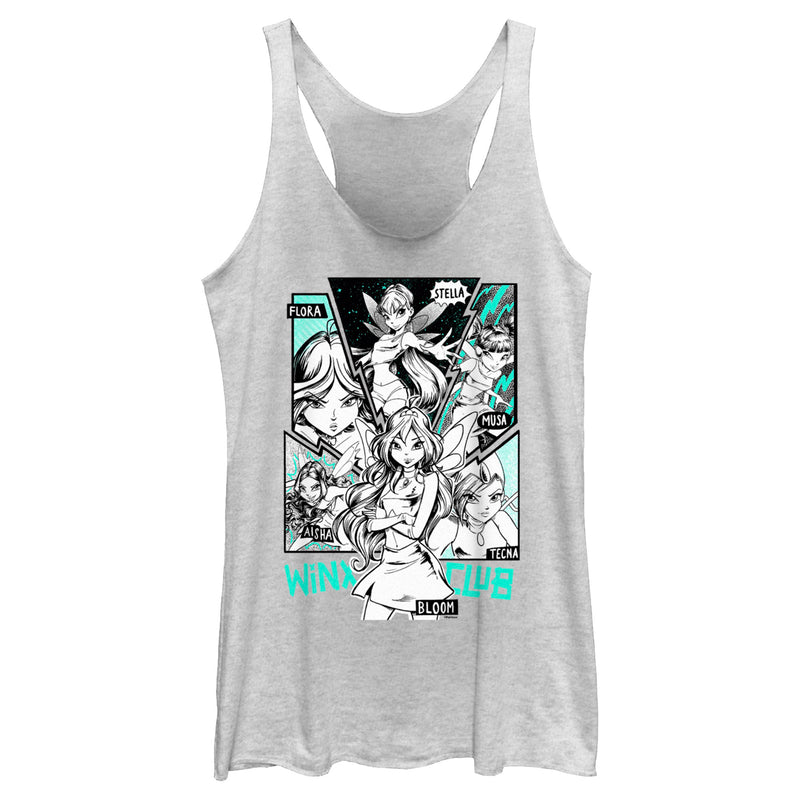 Women's Winx Club Comic Box-up Group Racerback Tank Top