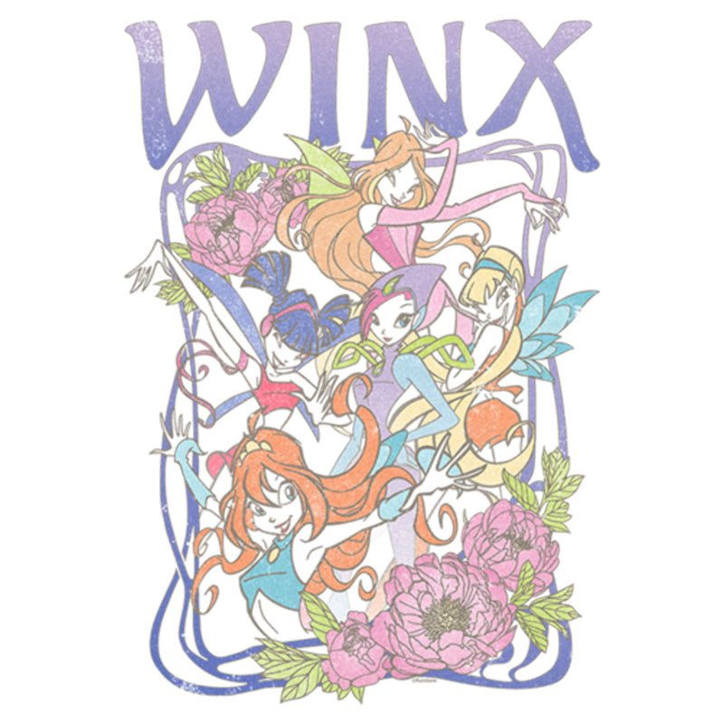 Junior's Winx Club Distressed Group Portrait T-Shirt