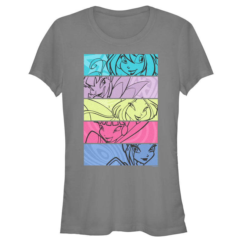 Junior's Winx Club Colorful Panel Characters T-Shirt