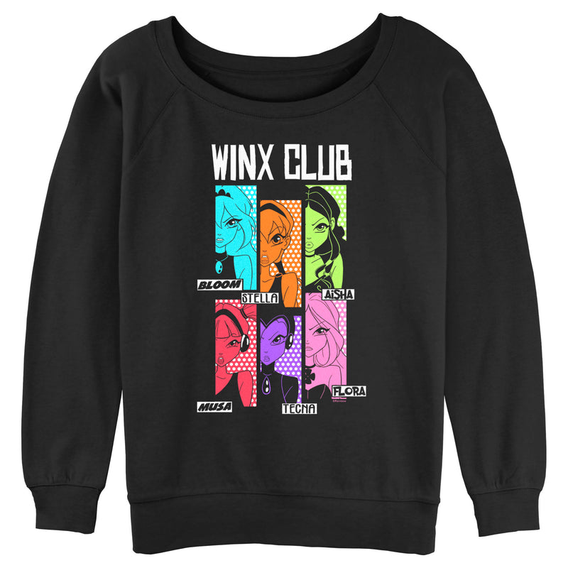 Junior's Winx Club Colored Boxed Characters Sweatshirt