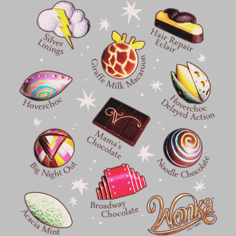 Junior's Wonka Candies and Chocolates Chart T-Shirt