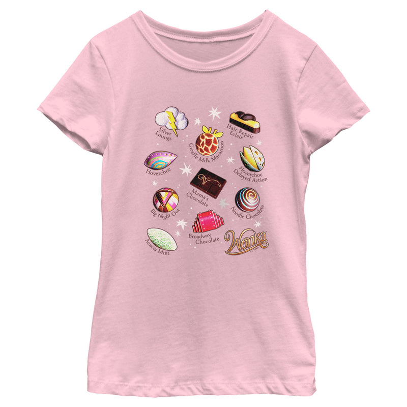 Girl's Wonka Candies and Chocolates Chart T-Shirt
