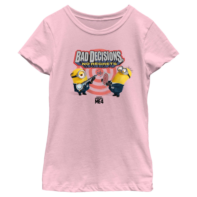 Girl's Despicable Me 4 Bad Decisions No Regrets T-Shirt