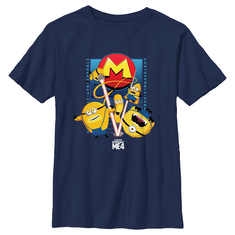 Boy's Despicable Me 4 Mega Minions Poster T-Shirt