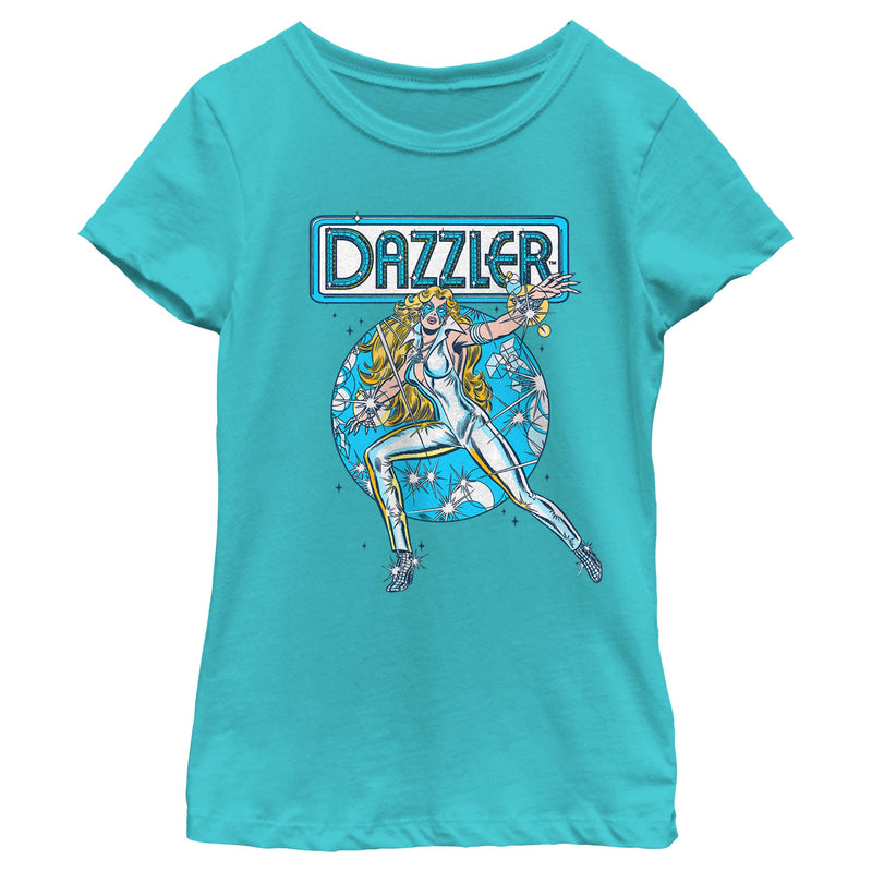 Girl's Marvel Dazzler Retro Blue Light Beams T-Shirt