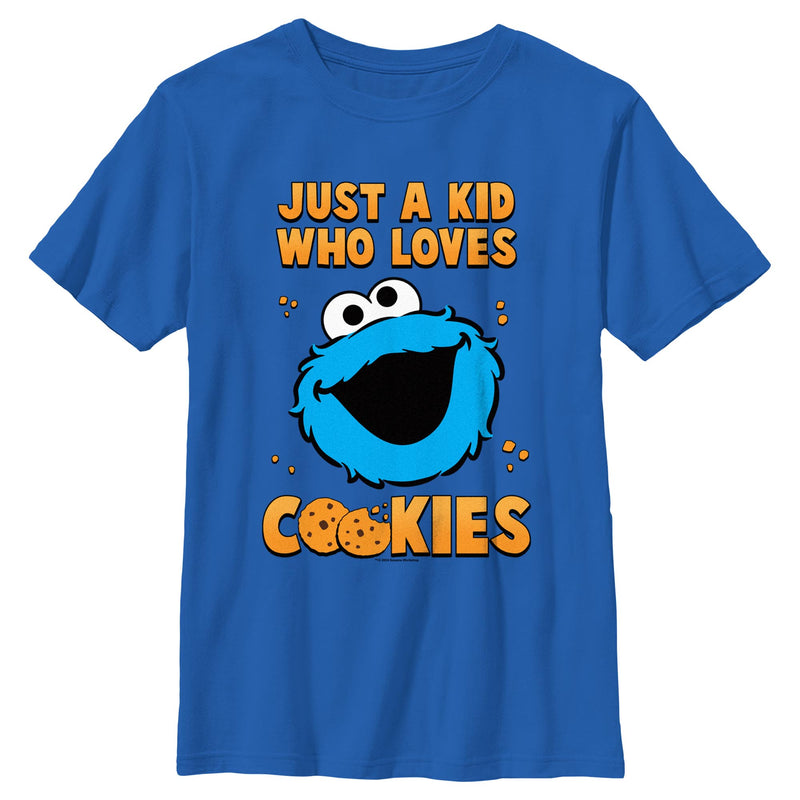 Boy's Sesame Street Just a Kid Who Loves Cookies T-Shirt