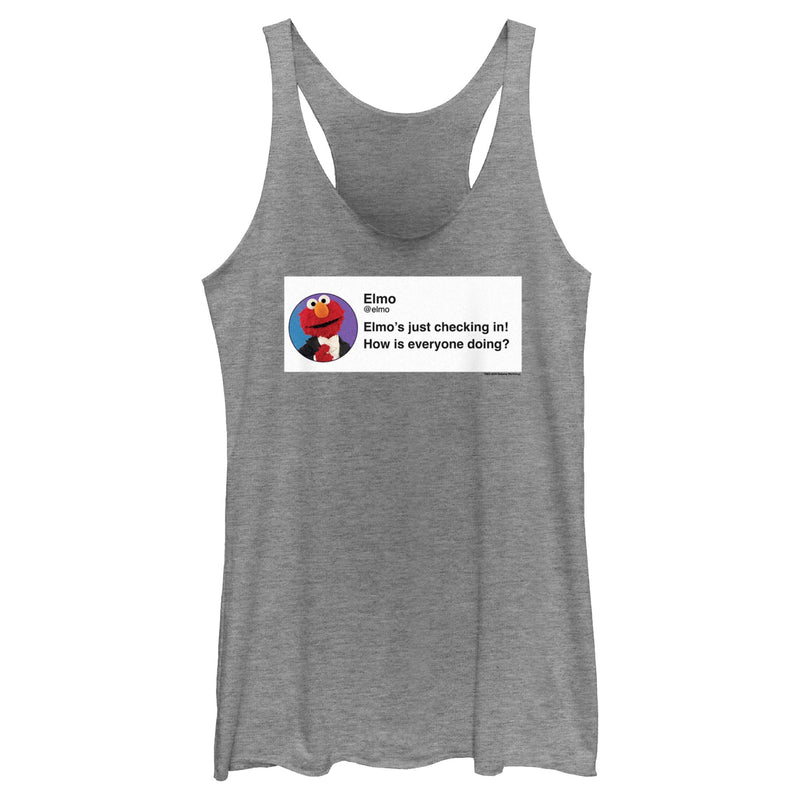 Women's Sesame Street Elmo Checking In Social Media Racerback Tank Top