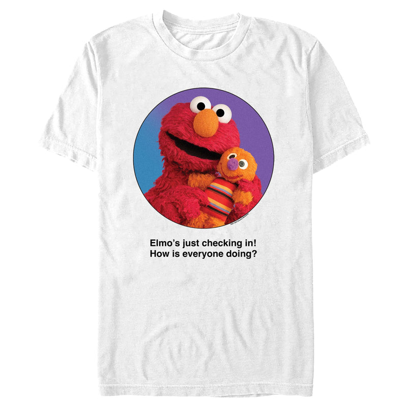 Men's Sesame Street Elmo Portrait Checking In T-Shirt