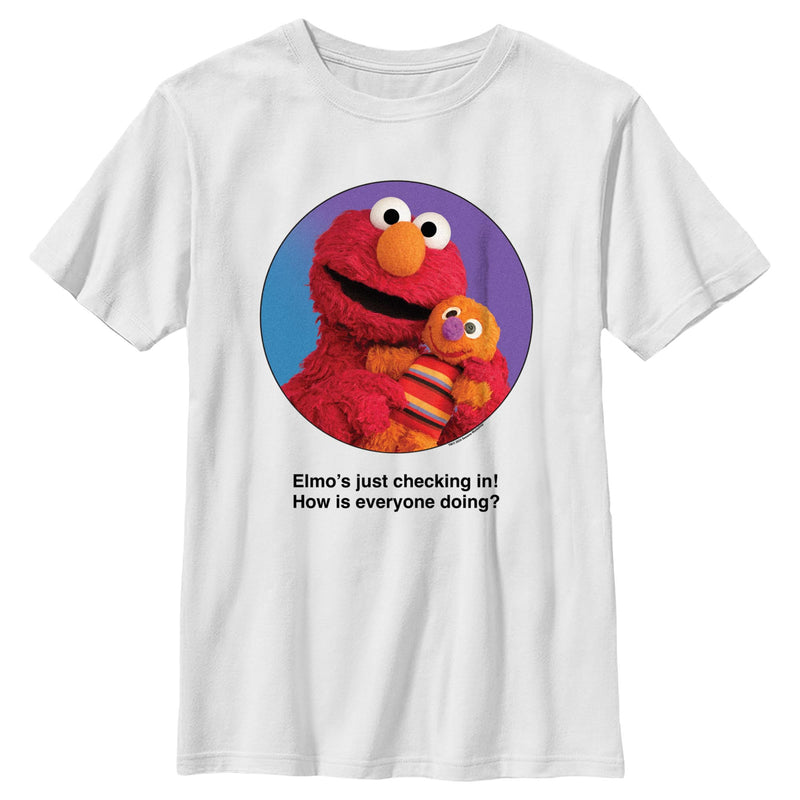 Boy's Sesame Street Elmo Portrait Checking In T-Shirt