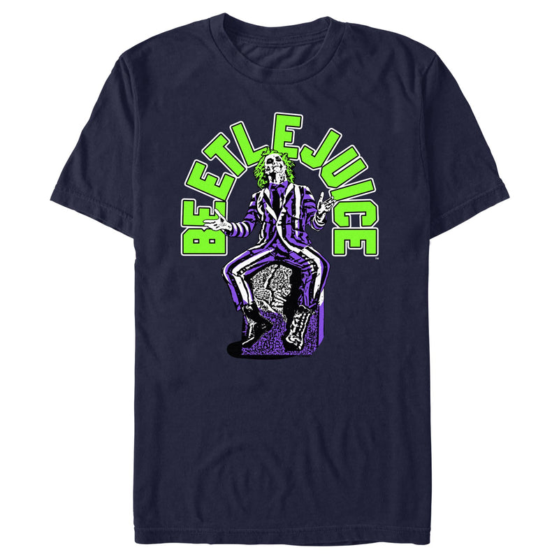 Men's Beetlejuice Varsity Neon Green Logo T-Shirt