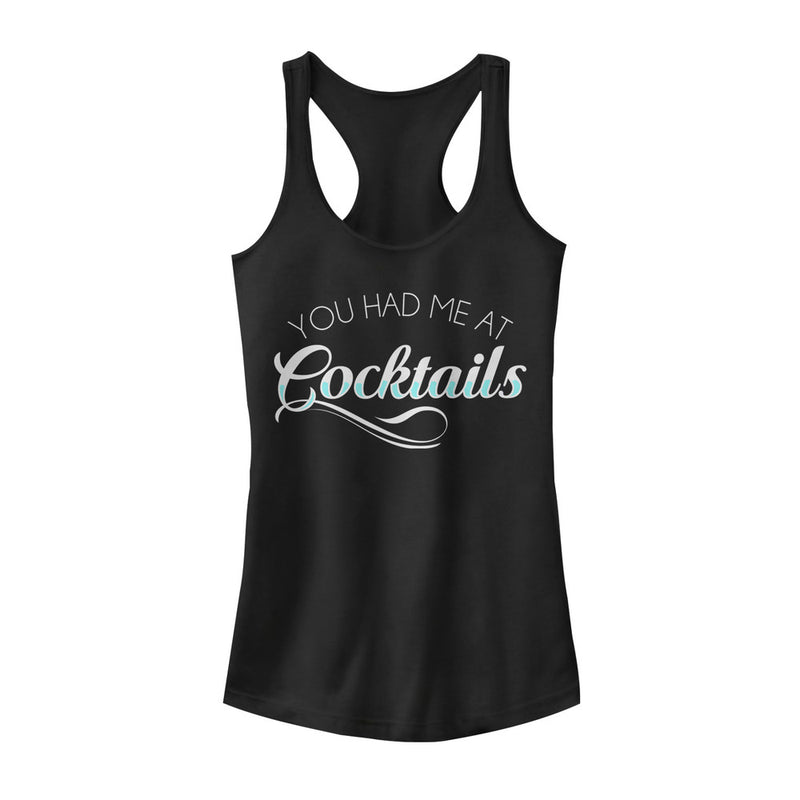 Junior's CHIN UP Had Me at Cocktails Racerback Tank Top