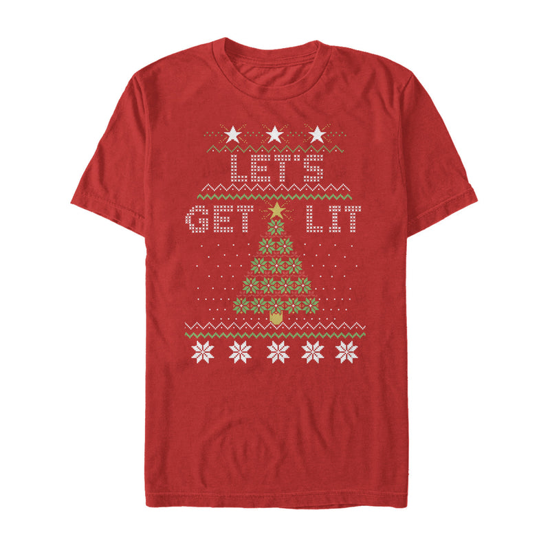 Men's Lost Gods Christmas Let's Get Lit Tree T-Shirt