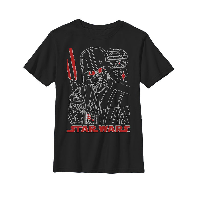 Boy's Star Wars Darth Vader Lightsaber Outline T-Shirt